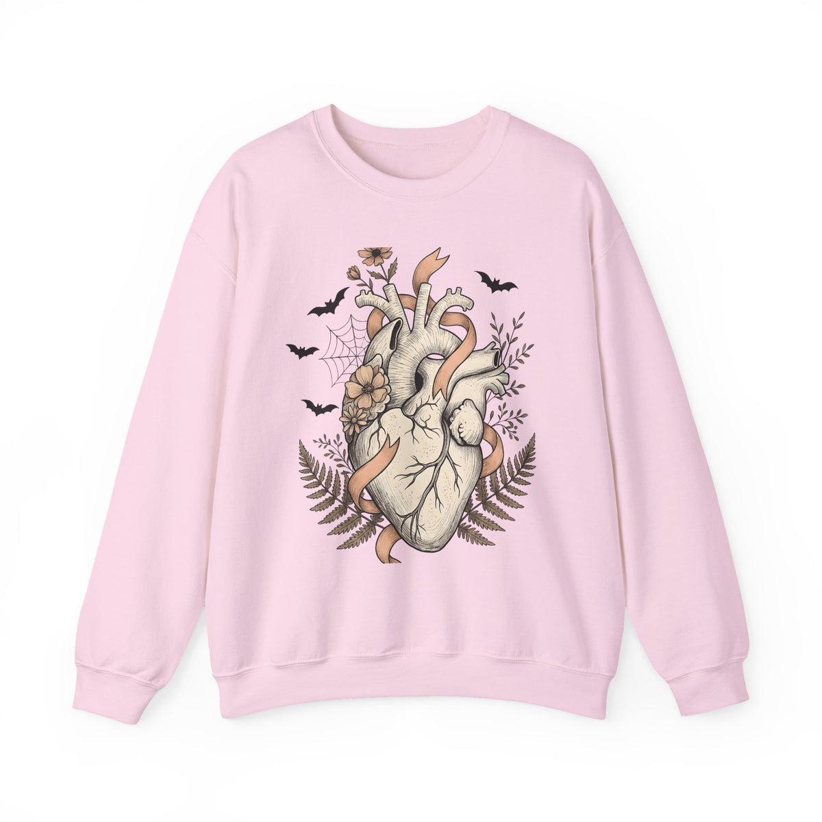 Anatomical Heart Sweatshirt Halloween Gothic Gift Women Tattoo Art Sweatshirt Cardiac Sweatshirt Horror Fan Ink Sweatshirt Dark Graphic Vintage Bats Sweatshirt