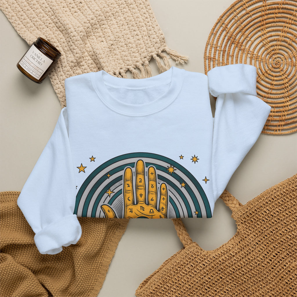 Fortune Hand Sweatshirt Astrology Esoteric Gift Women Ethnic Sweatshirt Palmistry Sweatshirt Zodiac Fan Tribal Sweatshirt Mystical Graphic Classic Astrological