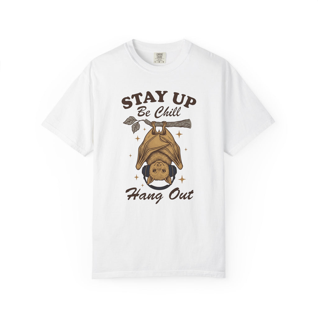 Bat Headset T-Shirt Cute Fauna Gift Women Classic T-Shirt Headphones T-Shirt Adorable Fan Retro T-Shirt Wildlife Graphic Doodle Tree Limb T-Shirt