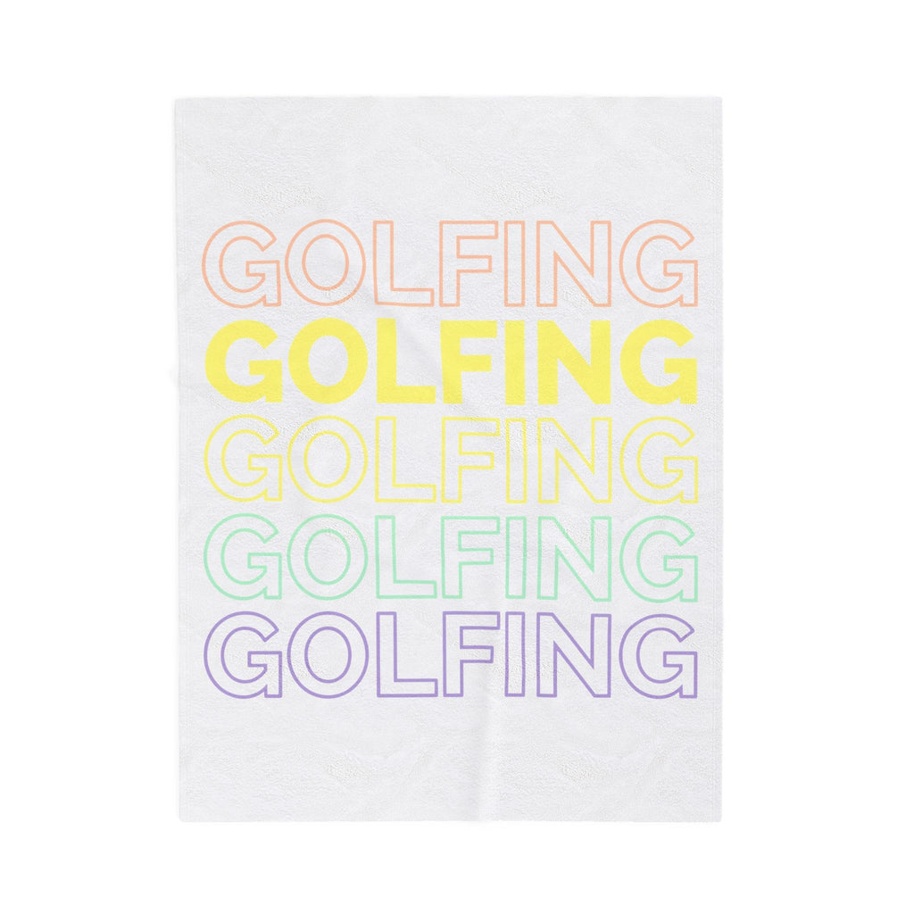 Prominent Typography Motif Blanket Golf Camping Gift Women Pale Tones Blanket Typography Blanket Golfer Fan Minimalist Blanket Outdoor Graphic