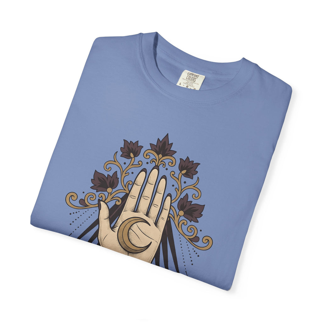 Magical Palm T-Shirt Boho Chic Metaphysical Gift Women Bohemian T-Shirt Palmistry T-Shirt Boho Fan Hippie T-Shirt Spiritual Graphic Retro Half Moon