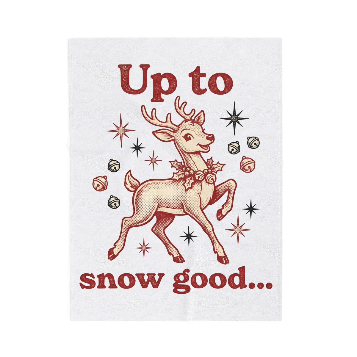 Reindeer Graphic Blanket Christmas Holiday Gift Women Vintage Blanket Caribou Blanket Xmas Fan Distressed Blanket Seasonal Graphic Retro Jingle