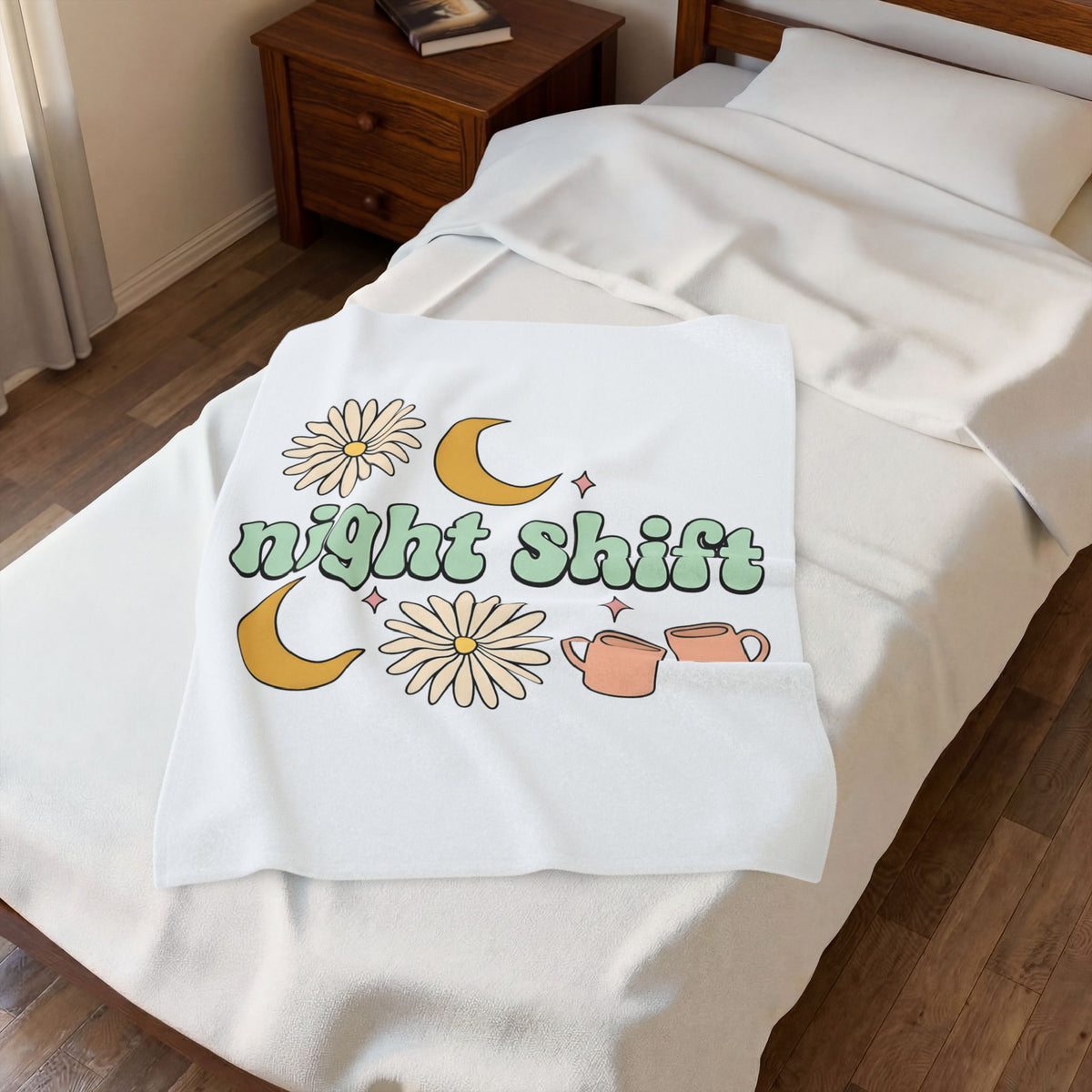 Moon Blossom Graphic Blanket Nurses Drink Gift Women Cartoon Blanket Flower Blanket