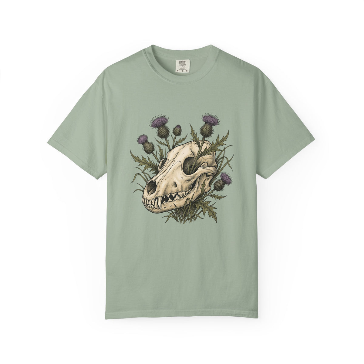 Animal Skull T-Shirt Animals & Flowers Spooky Gift Women Sketch T-Shirt Cranium T-Shirt Wildlife Fan Illustration Graphic T-Shirt Hand Drawn