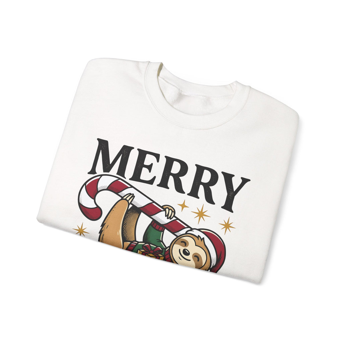 Sloth Festive Cane Sweatshirt Christmas Critter Gift Women Doodle Sweatshirt Sloth Sweatshirt Xmas Fan Hand Drawn Sweatshirt Creature Graphic Nostalgic Box