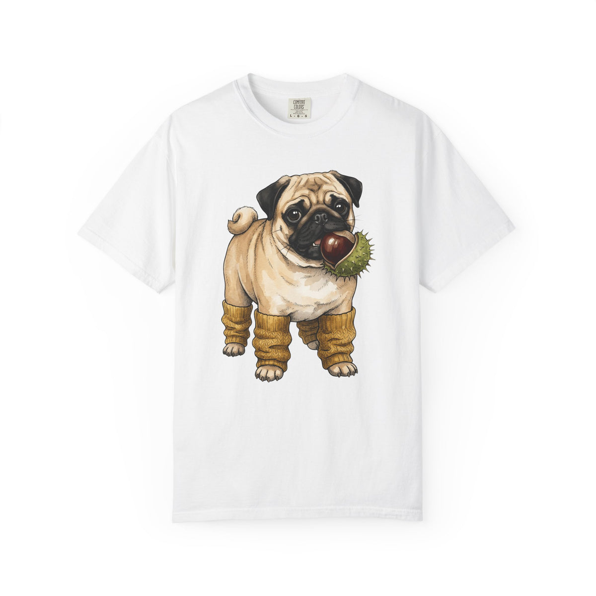 Pug Canine T-Shirt Dog Foliage Gift Women Acrylic T-Shirt Dog T-Shirt Dog Fan Painted T-Shirt Floral Graphic Line Art Warm Socks T-Shirt