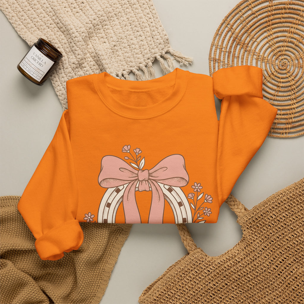 Horseshoe Bow Sweatshirt Cowgirl Ranch Gift Women Tribal Sweatshirt Horseshoe Sweatshirt Rodeo Fan Celtic Sweatshirt Ranch Graphic Classic Blossom Sweatshirt