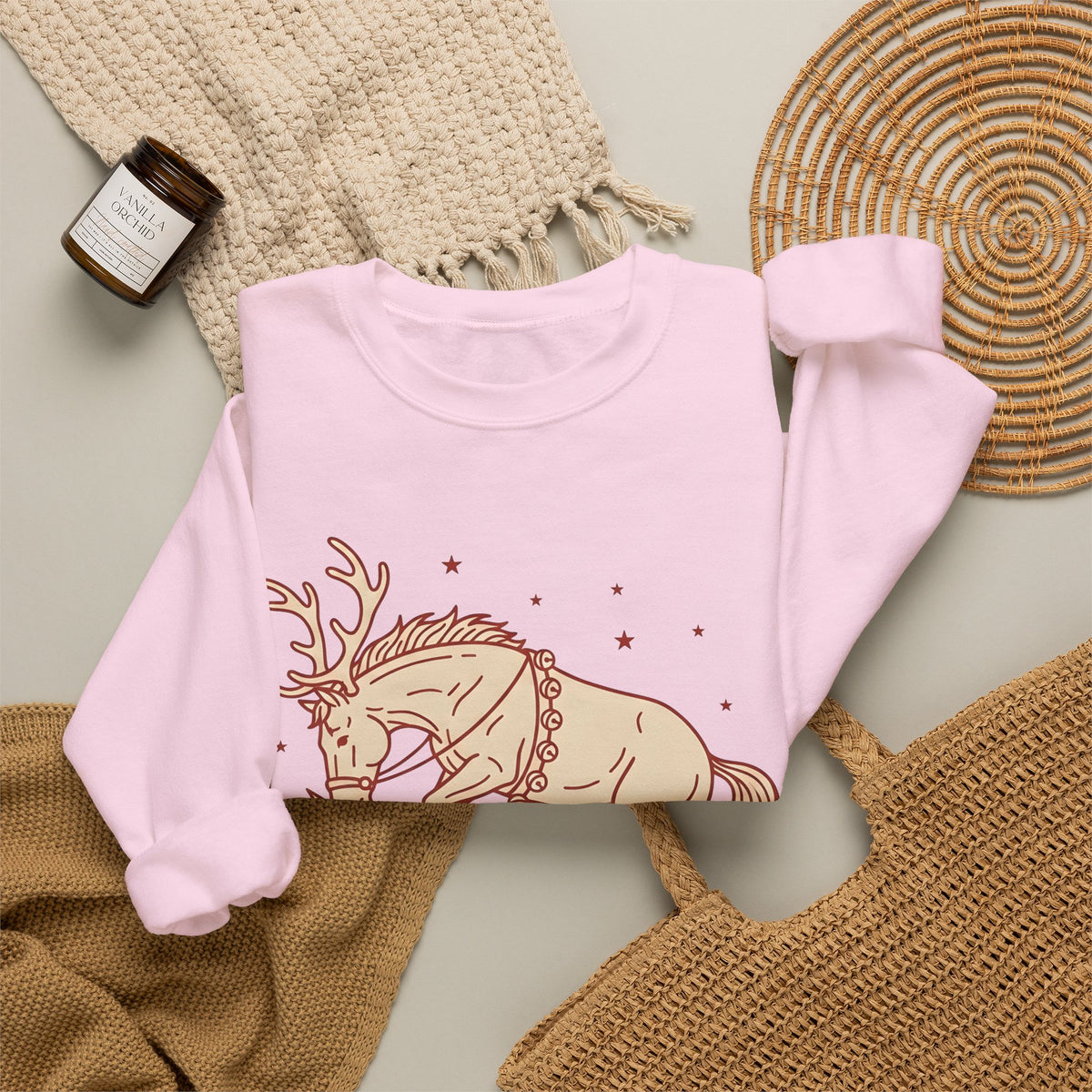 Stag Sweatshirt Christmas Creatures Gift Women Hand Drawn Sweatshirt Deer Sweatshirt Xmas Fan Illustrated Sweatshirt Animal Graphic Classic Twinkles Sweatshirt
