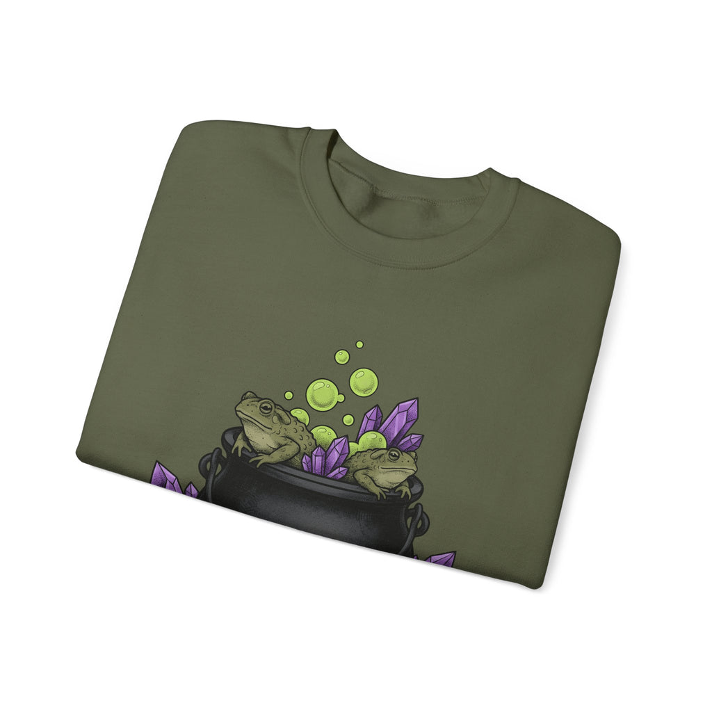 Cauldron Frogs Sweatshirt Halloween Witchcraft Gift Women Gothic Sweatshirt Toad Sweatshirt Horror Fan Dark Sweatshirt Occult Graphic