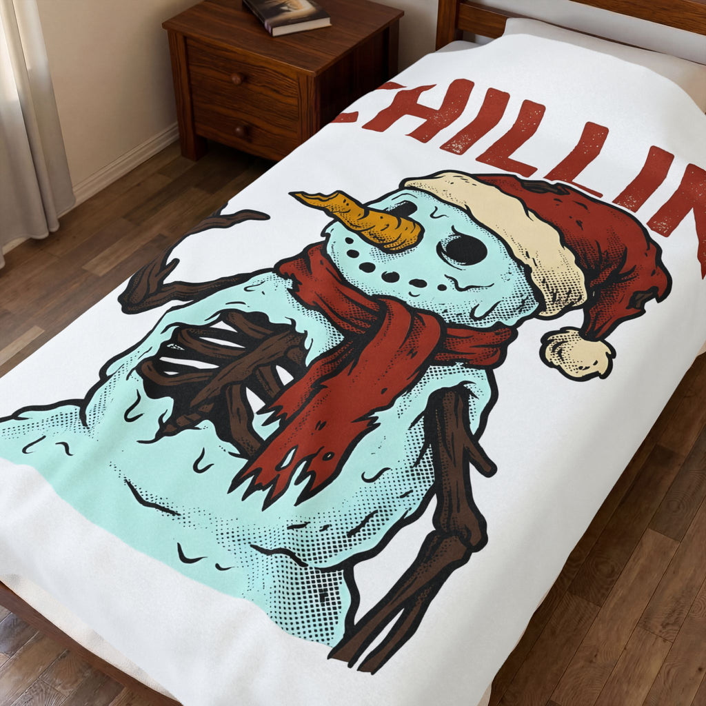 Skull Snowman Blanket Christmas Cold Gift Women Comic Blanket Skeleton Snowman Blanket Xmas Fan Cartoon Blanket Frosty Graphic Retro Christmas Hat