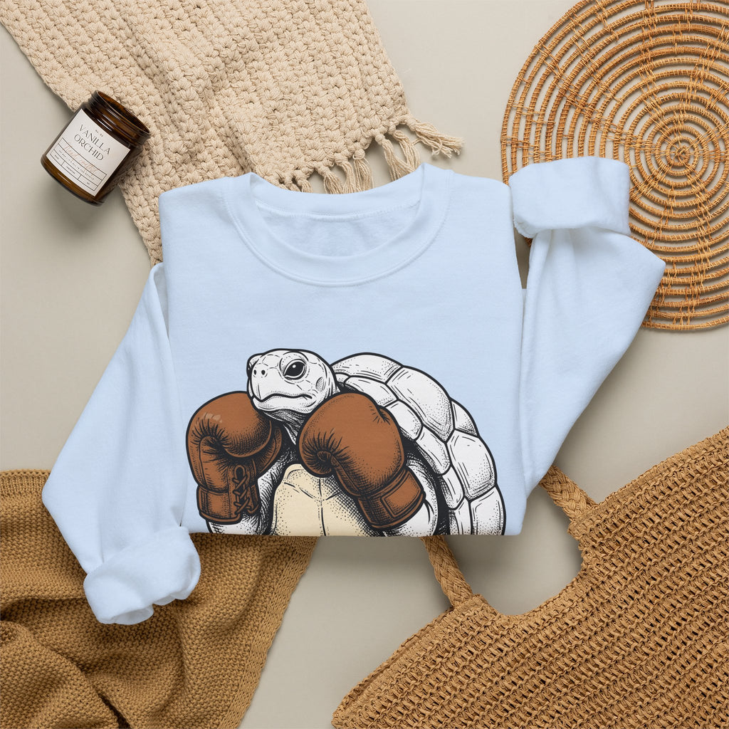 Turtle Punch Gloves Sweatshirt Sports Workout Gift Women Line Art Sweatshirt Boxing Gloves Sweatshirt Athlete Enthusiast Illustration Sweatshirt Fitness