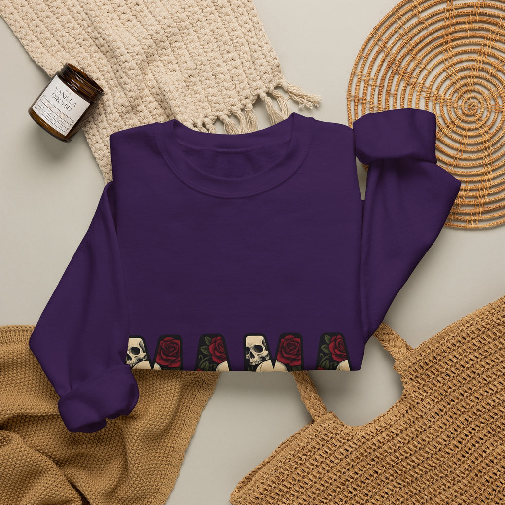 Skull Floral Art Sweatshirt Moms Macabre Gift Women Stencil Sweatshirt Sugar Skull Sweatshirt Mother Fan Tattoo Sweatshirt Dark Graphic Old School Petal Sweatshirt