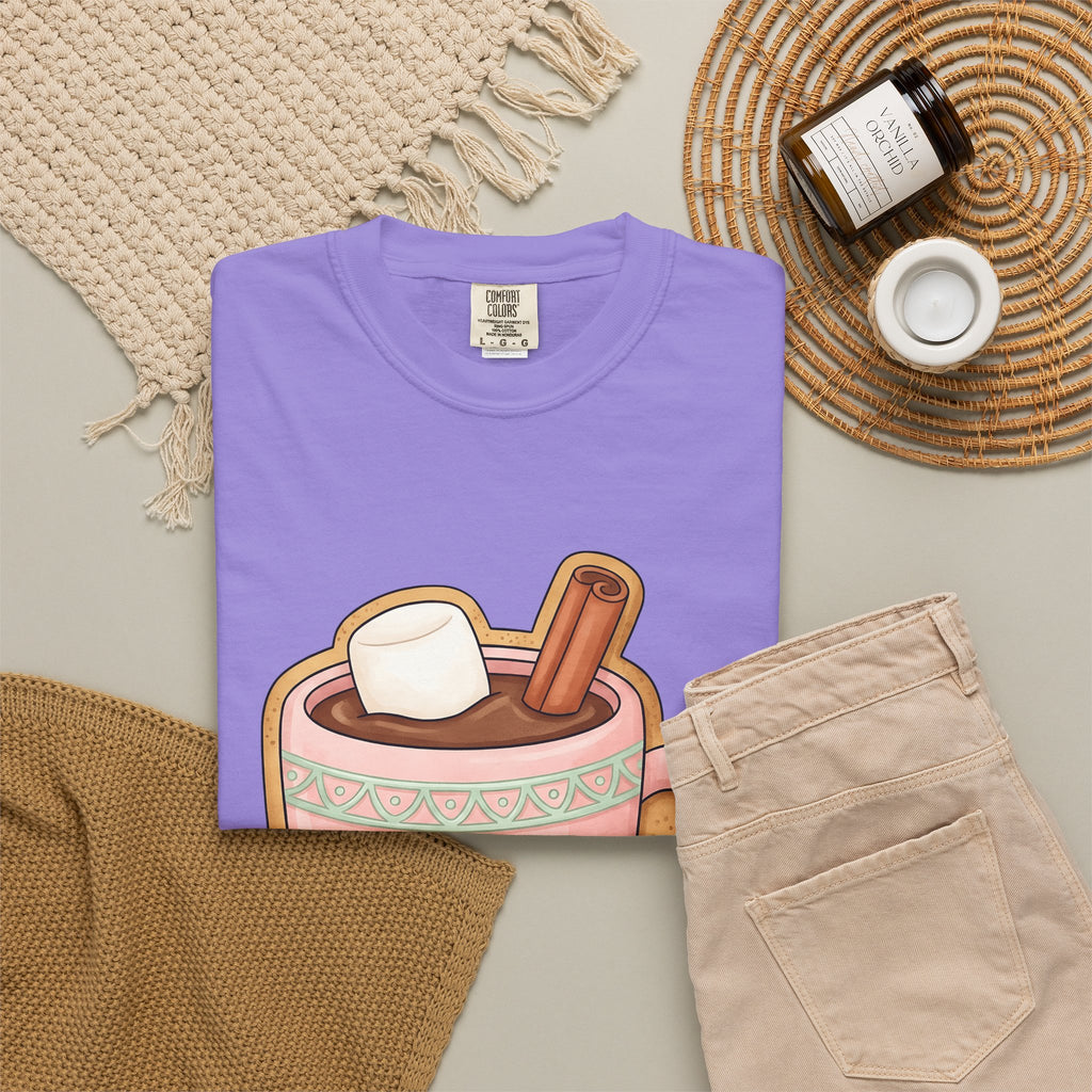 Cozy Hot Cocoa Christmas Comfort Gift Delightful Hot Chocolate Winter Fan Charming Cartoon T-Shirt