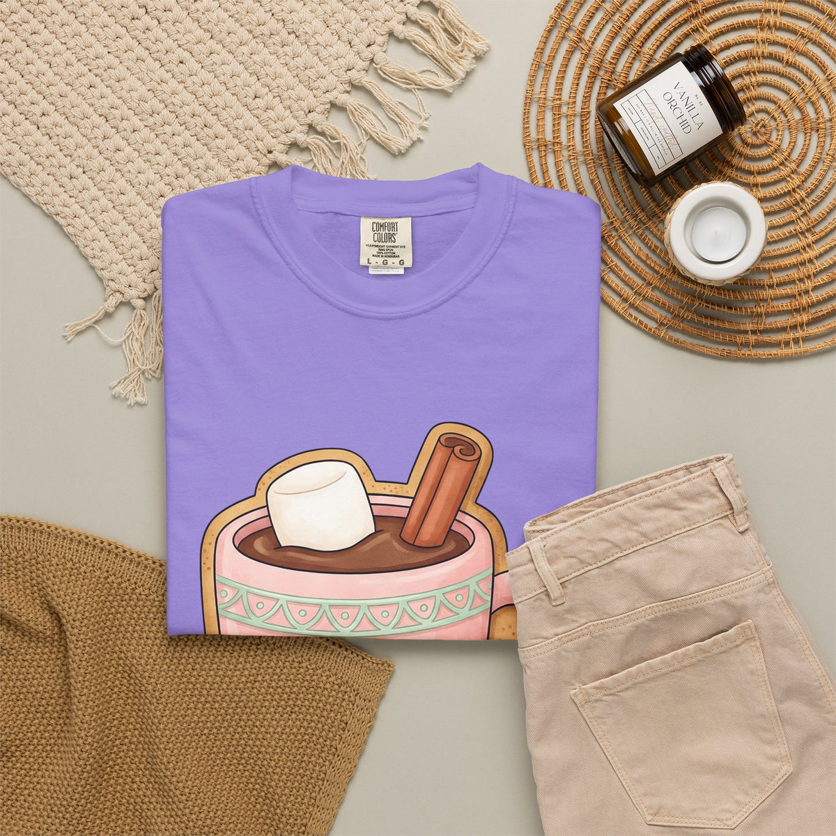 Cozy Hot Cocoa Christmas Comfort Gift Delightful Hot Chocolate Winter Fan Charming Cartoon T-Shirt
