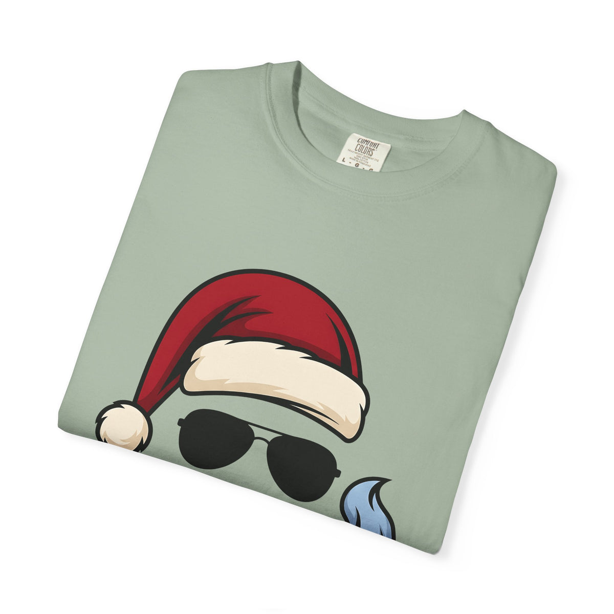 Santa Hat Sunglasses Christmas Humor Gift Cartoon Cool Shades Xmas Fan Funny Retro Smoking T-Shirt