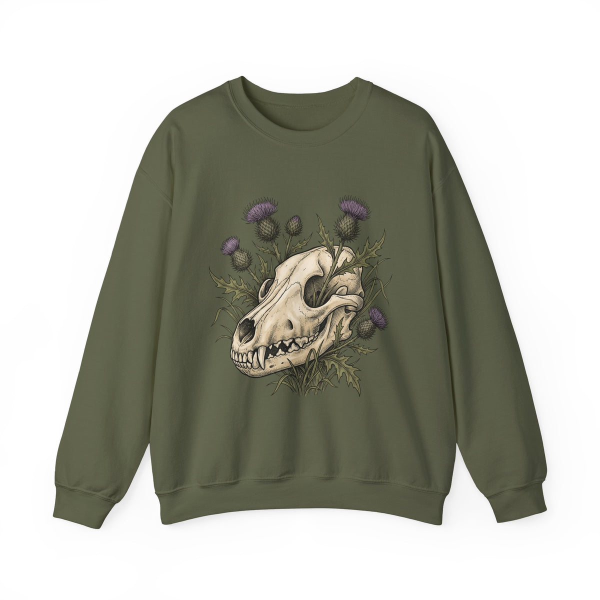 Animal Skull Sweatshirt Animals & Flowers Spooky Gift Women Sketch Sweatshirt Cranium Sweatshirt Wildlife Fan Illustration Graphic Sweatshirt Hand Drawn