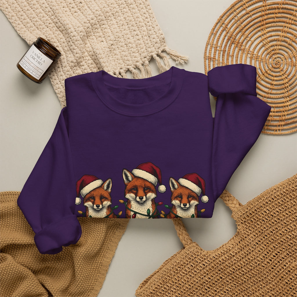 Fox Pack Sweatshirt Christmas Critters Gift Women Cartoon Sweatshirt Foxes Sweatshirt