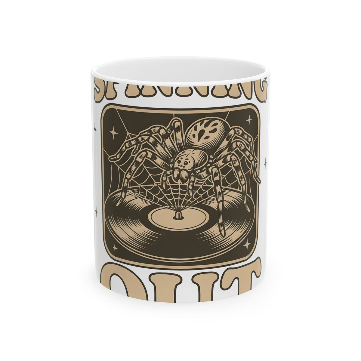 Arachnid Record Player Mug Halloween Gear Gift Women Throwback Mug Vinyl Player Mug Horror Fan Retro Mug Equipment Graphic Classic