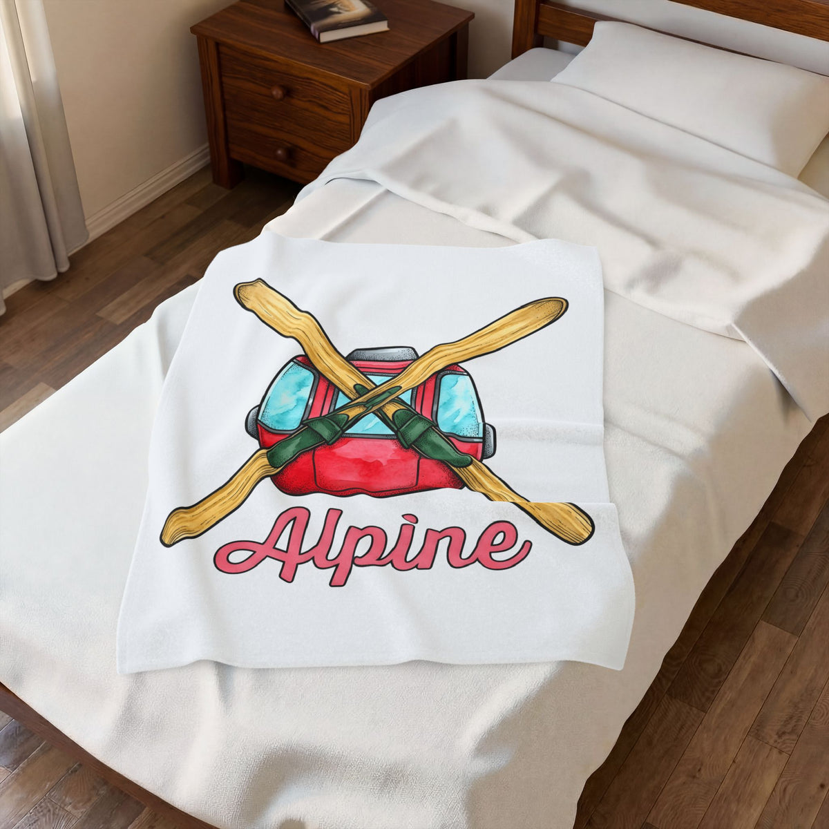 Ski Chair Blanket Skiing Travel Gift Women Hand Painted Blanket Chairlift Blanket Skier Enthusiast Painted Blanket Adventure Graphic Retro Crossed