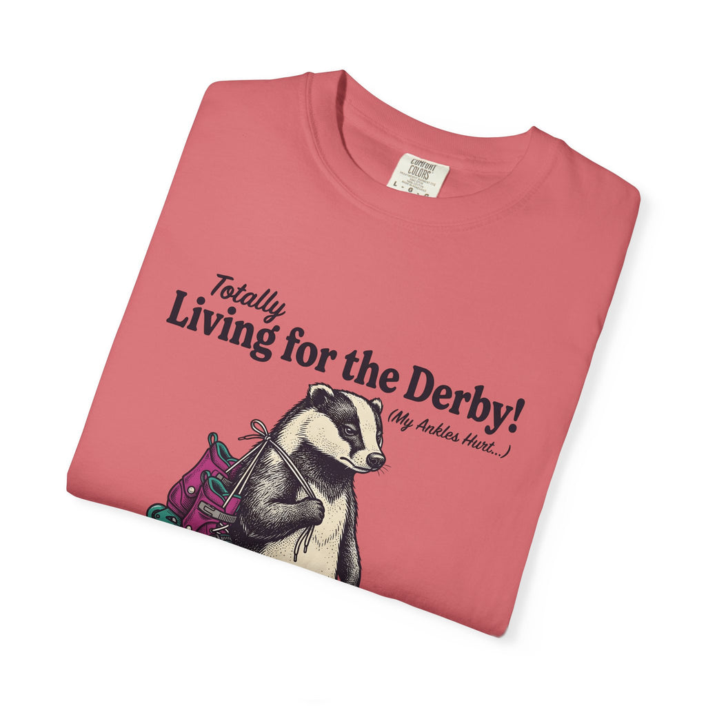 Badger Roller Skates T-Shirt Funny Pet Gift Women Retro T-Shirt Roller Skating T-Shirt Humor Fan Vintage T-Shirt Animal Graphic Sketch Creature