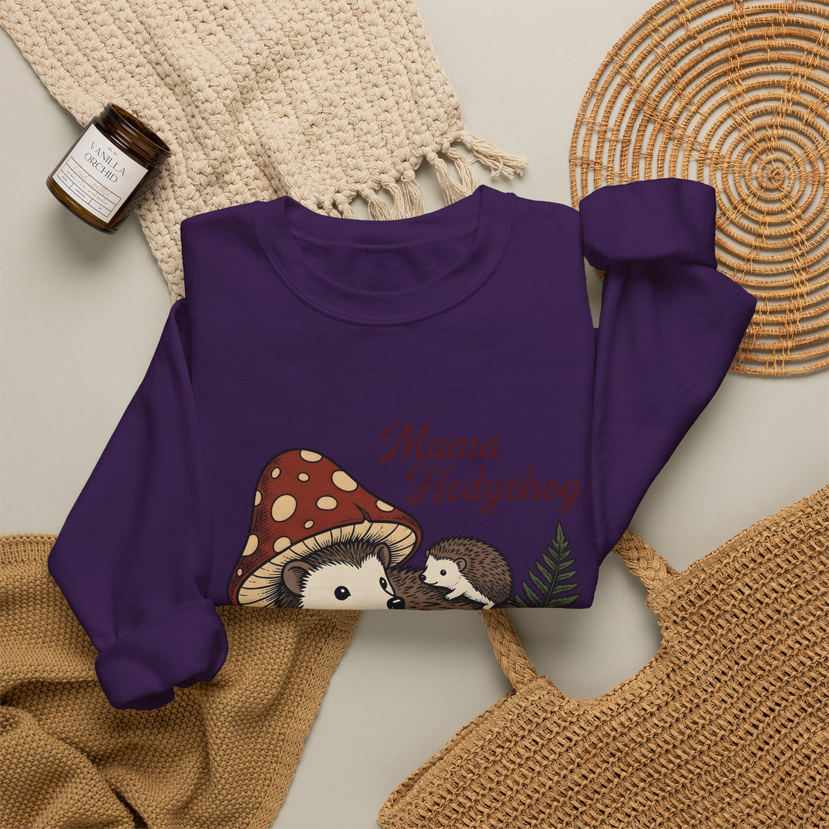 Hedgehog Group Sweatshirt Moms Wildlife Gift Women Forest Sweatshirt Porcupine Sweatshirt Mother Fan Woodland Sweatshirt Animal Graphic Retro Toadstools Sweatshirt