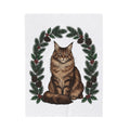 Maine Coon Kitten Blanket Cat Holiday Gift Women Floral Blanket Kitten Blanket Cat Fan Fancy Blanket Christmas Graphic Retro Pine Twigs Blanket