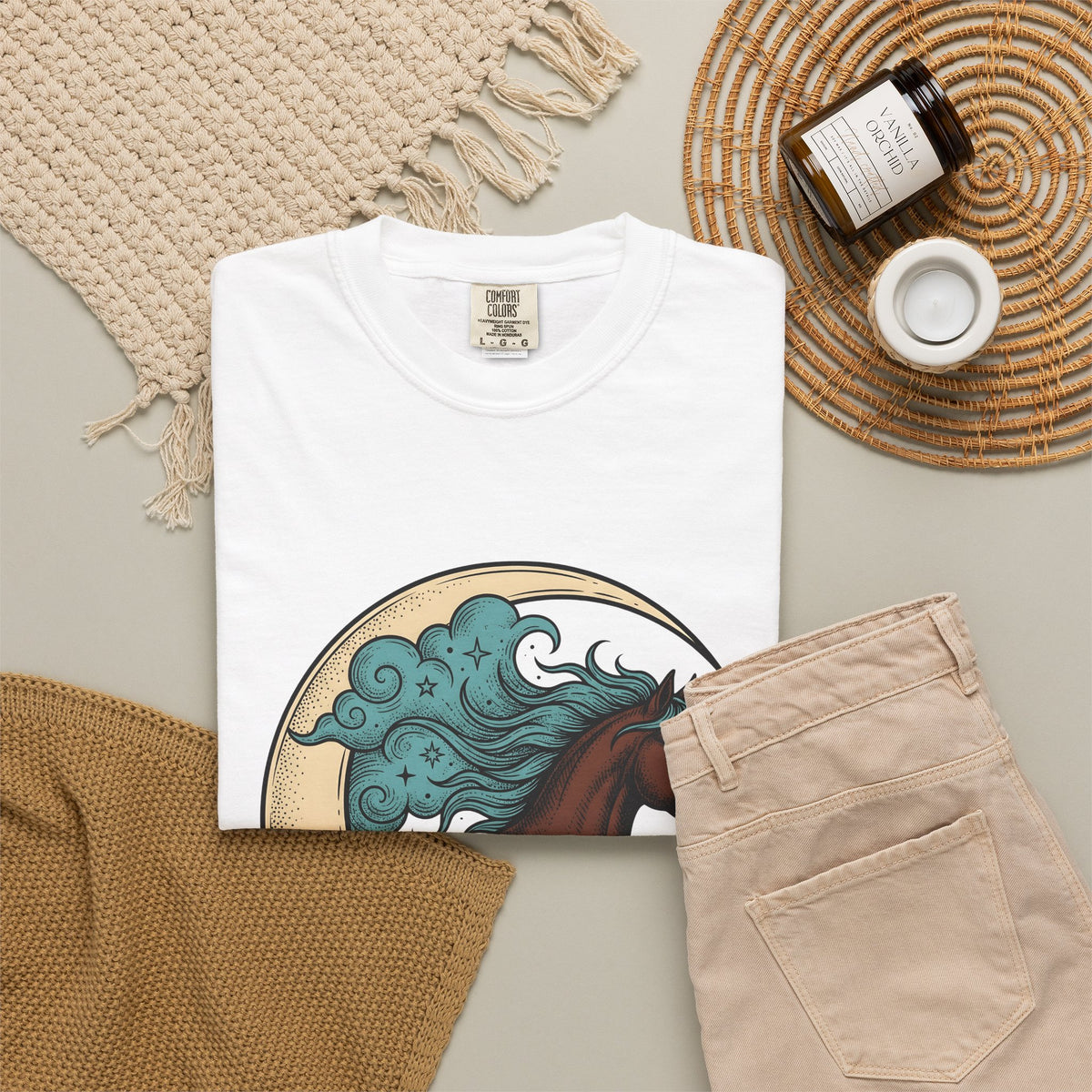 Horse Moon T-Shirt Cowgirl Western Gift Women Boho T-Shirt Equine T-Shirt Rodeo Fan Cowboy Graphic Western Design T-Shirt Boho T-Shirt Vintage Stars