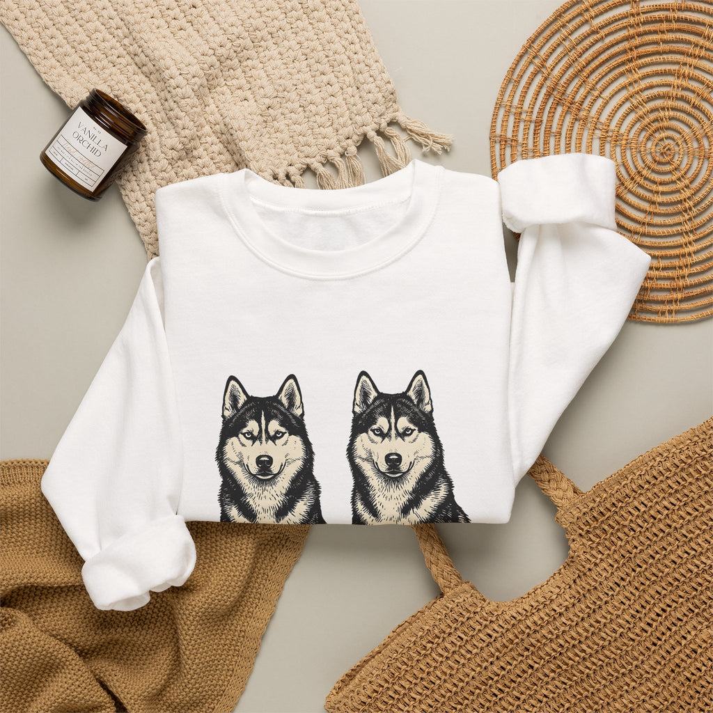 Siberian Huskies Sweatshirt Dog Wildlife Gift Women Doodle Sweatshirt Husky Sweatshirt Dog Fan Doggy Sweatshirt Wildlife Graphic Classic Couple Sweatshirt
