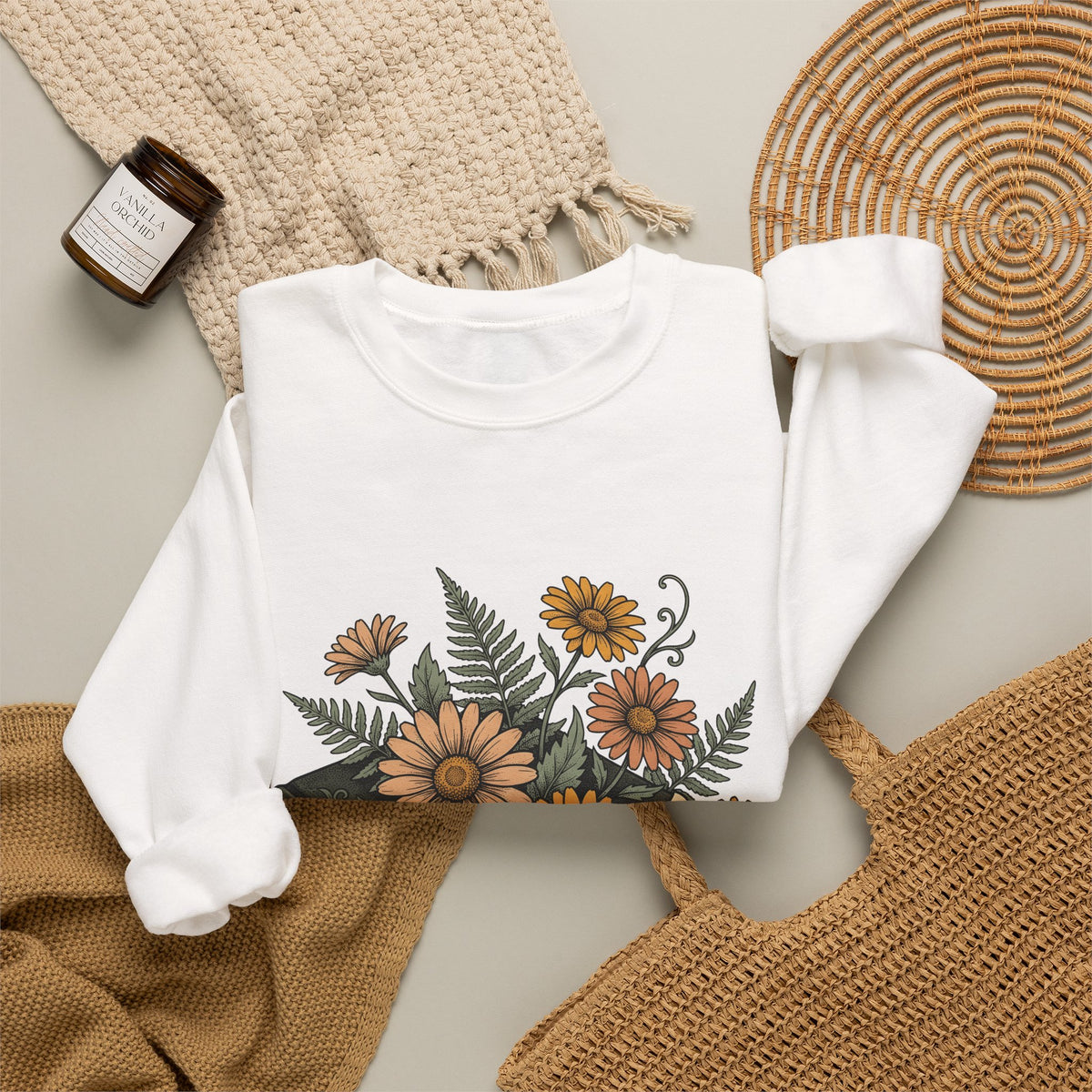 Botanical Book Sweatshirt Boho Chic Blossom Gift Women Plant Drawing Sweatshirt Floral Sweatshirt Bohemian Fan Illustrated Sweatshirt Flower Graphic Hand Drawn