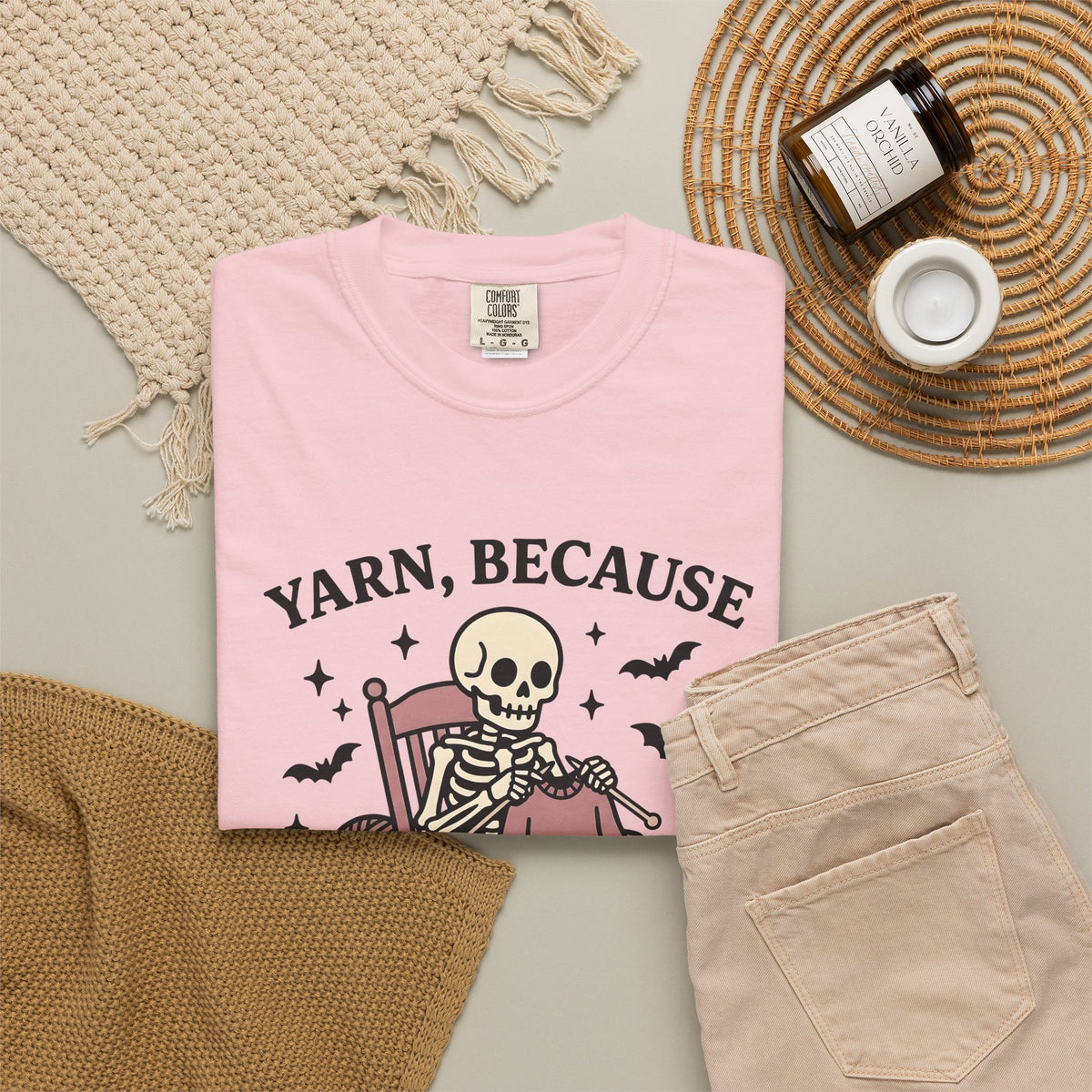Skull Knitting T-Shirt Halloween Fabric Gift Women Comic T-Shirt Knitting T-Shirt Horror Fan Cartoon T-Shirt Textile Graphic Rustic Bat Wings