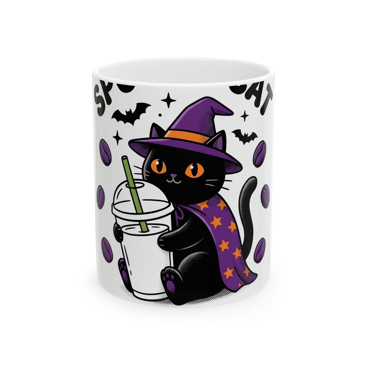 Black Cat Witch Mug Halloween Latte Gift Women Anime Mug Cat Witch Mug Horror Fan Manga Mug Coffee Graphic Classic Cup Mug