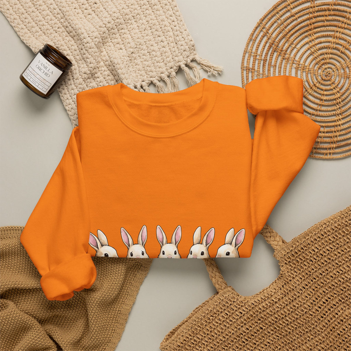 Rabbit Group Sweatshirt Easter Critters Gift Women Doodle Sweatshirt Bunny Sweatshirt Easter Fan Hare Sweatshirt Creature Graphic Minimalist Colorful Egg