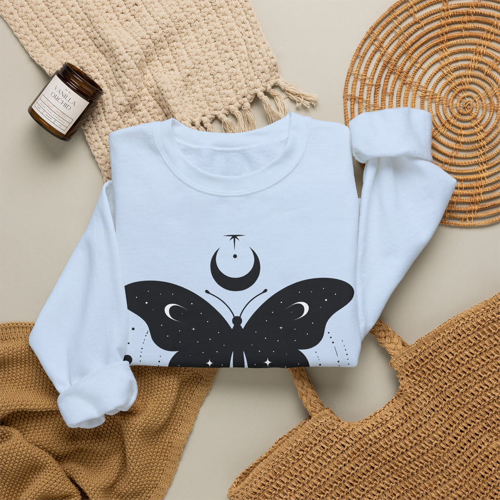 Butterfly Stone Sweatshirt Boho Chic Supernatural Gift Women Mystical Sweatshirt Rock Sweatshirt Bohemian Fan Magical Sweatshirt Occult Graphic Sleek Lunar