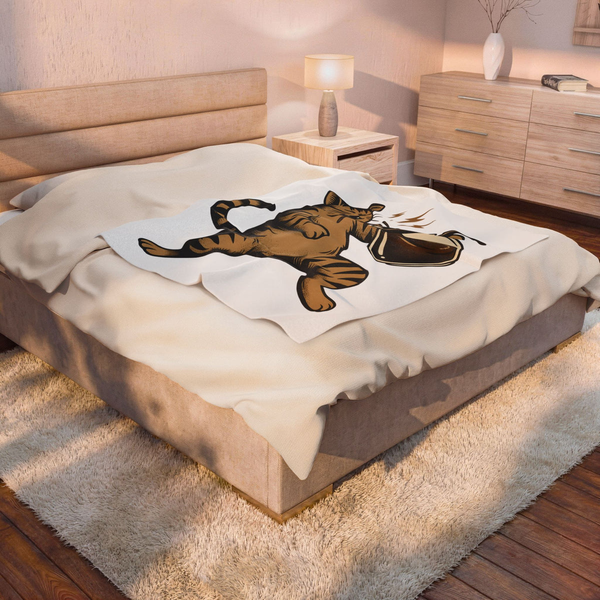 Orange Cat Blanket Cat Espresso Gift Women Rustic Blanket Kitty Blanket Cat Fan Feline Blanket Coffee Graphic Farmhouse Teapot Blanket