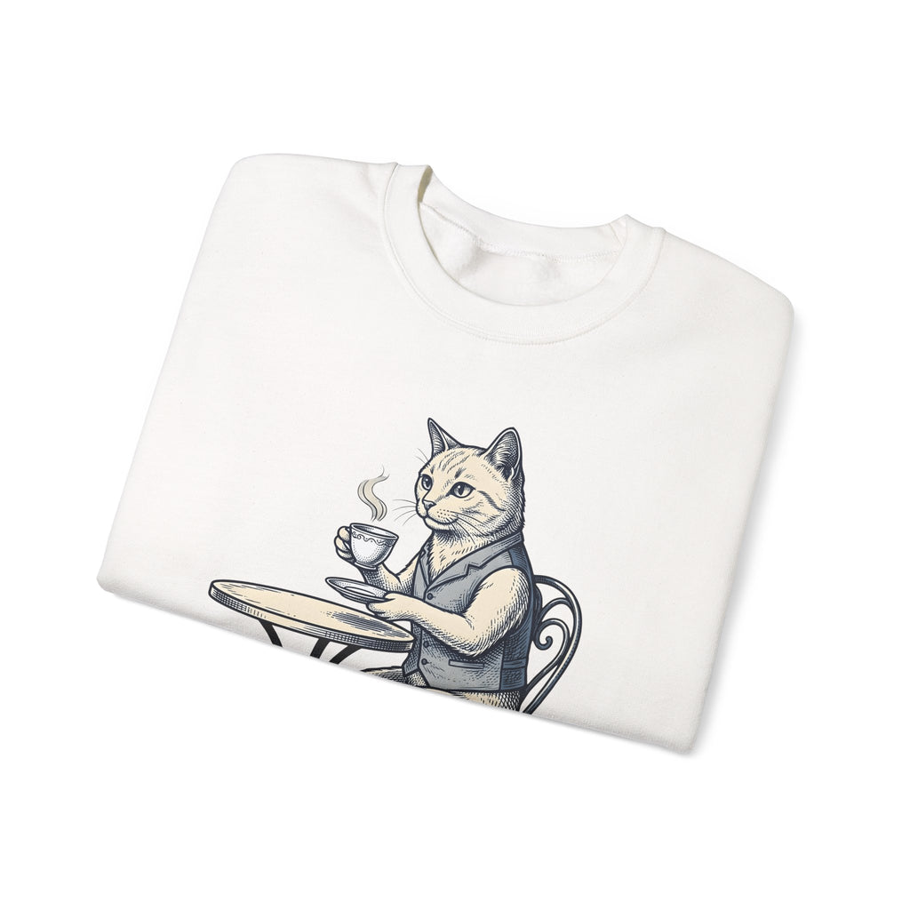 Cat Mocha Sweatshirt Coffee Creature Gift Women Nostalgic Sweatshirt Kitten Sweatshirt Coffee Fan Animal Graphic Doodle Café Bench Sweatshirt