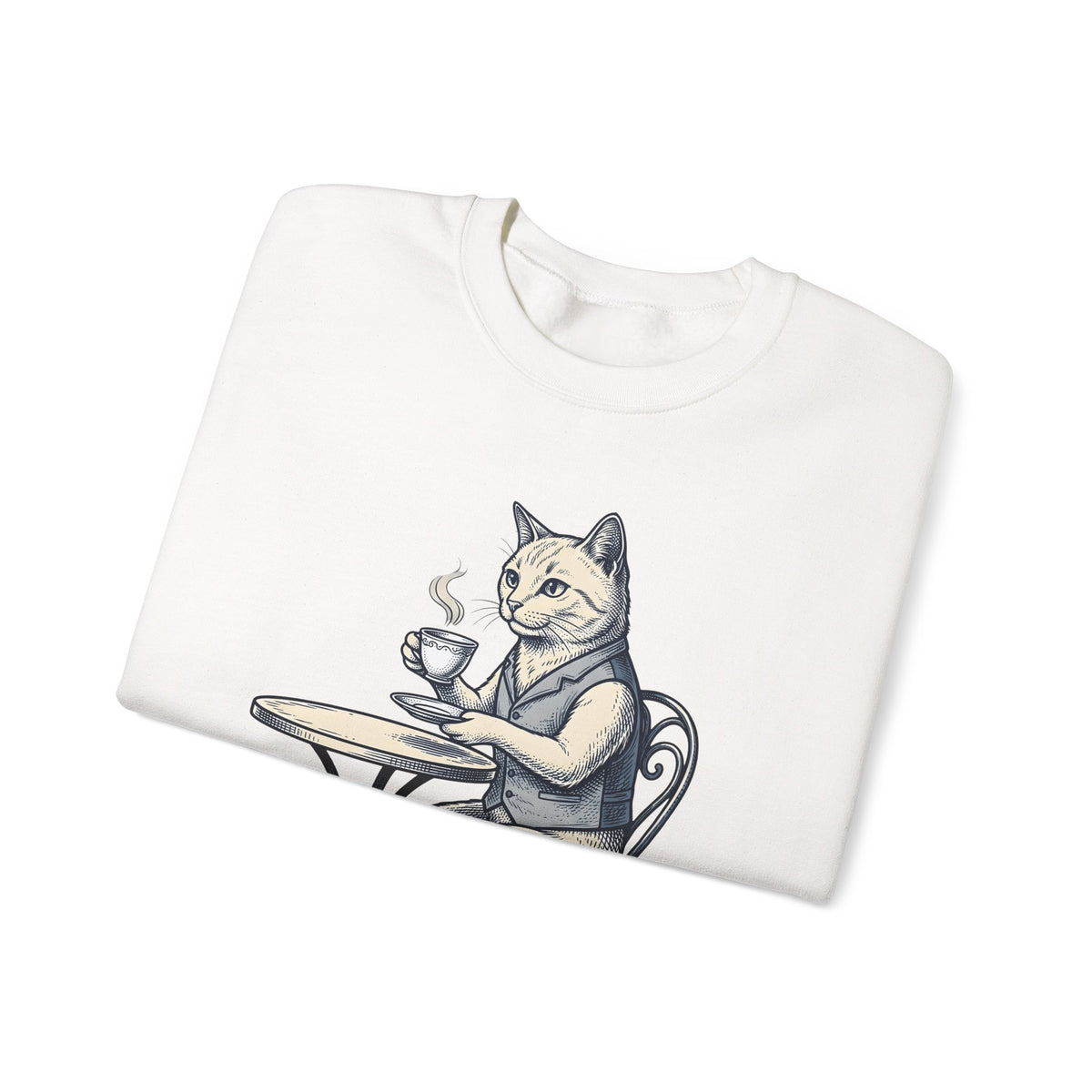 Cat Mocha Sweatshirt Coffee Creature Gift Women Nostalgic Sweatshirt Kitten Sweatshirt Coffee Fan Animal Graphic Doodle Café Bench Sweatshirt