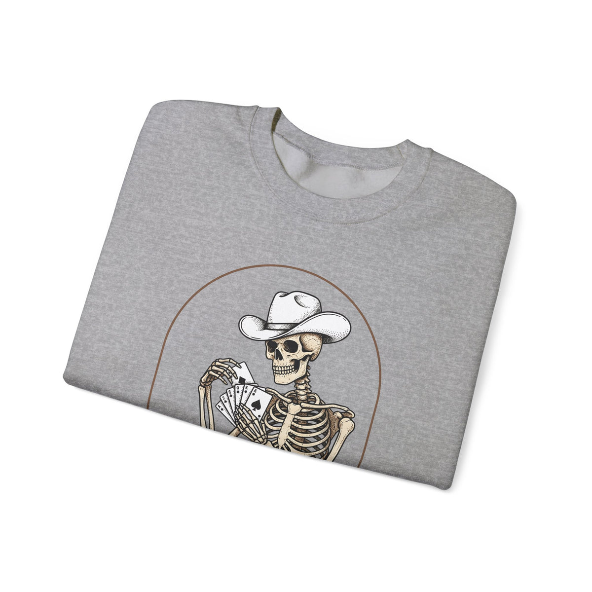Skeleton Rancher Sweatshirt Halloween Cowboy Gear Gift Women Shabby Chic Sweatshirt Skeleton Sweatshirt Horror Fan Distressed Graphic Sweatshirt Doodle Card