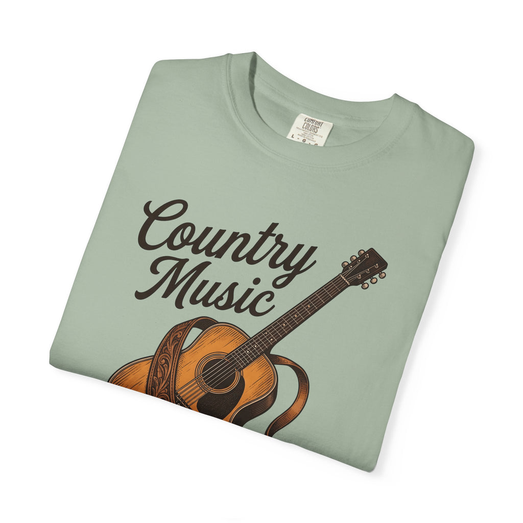 Acoustic Guitar Country Music Prairie Gift Hand Drawn Guitar Country Fan Illustrated Countrywestern T-Shirt