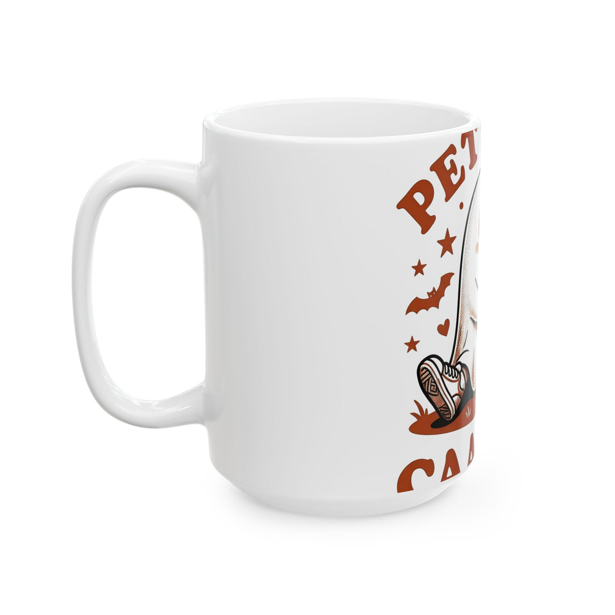 Spooky Cat Mug Halloween Animals Gift Women Comic Mug Cat Mug Horror Fan Cartoon Mug Creature Graphic Retro Flying Bats Mug