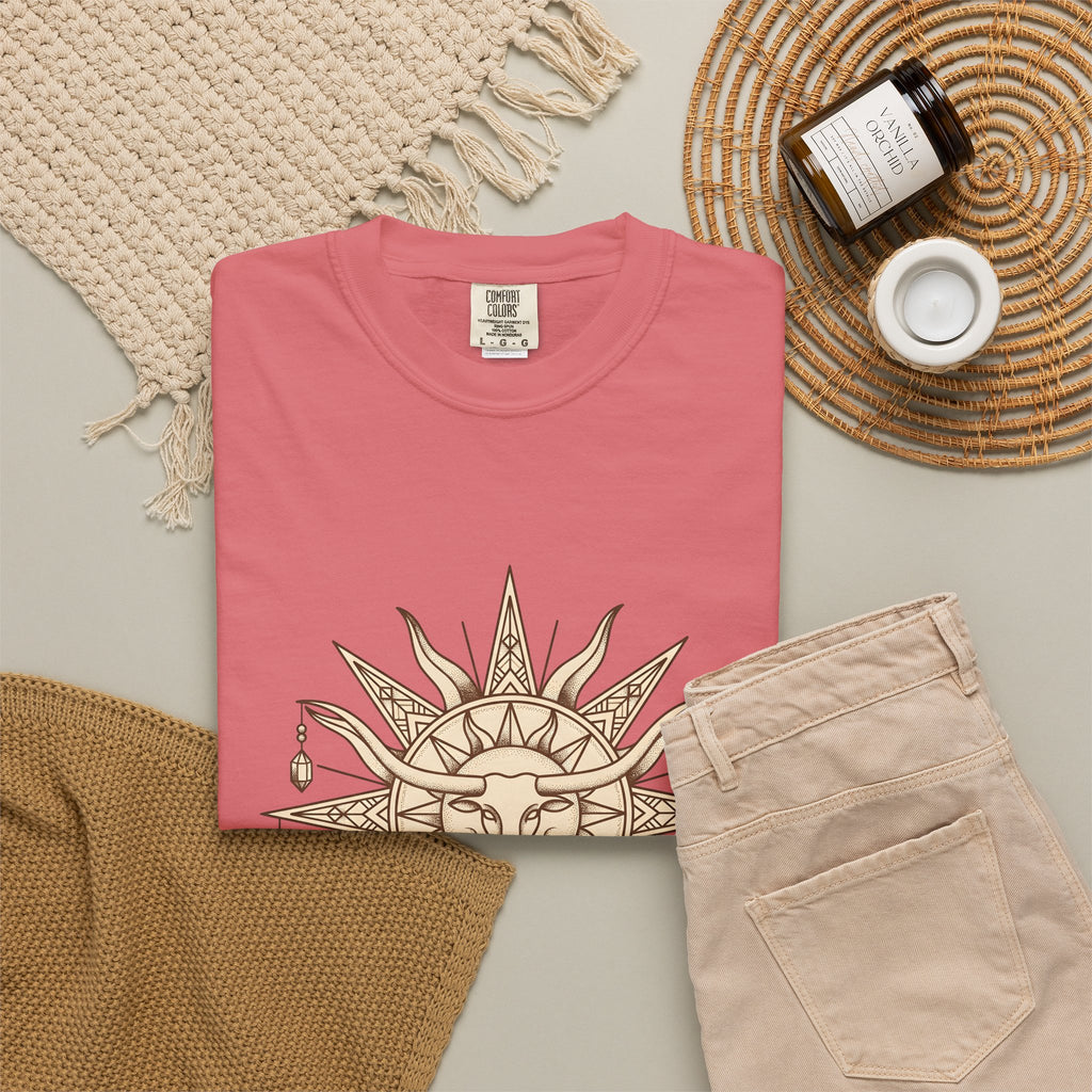 Steer Skull Sun T-Shirt Cowgirl Frontier Gift Women Gypsy T-Shirt Skull T-Shirt Cowboy Fan Bull Graphic Old-Fashioned Stones T-Shirt