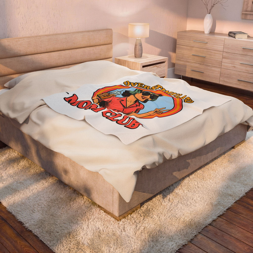 Old School Mom Blanket Moms Cappuccino Gift Women Cartoon Blanket Motherhood Blanket Mom Fan Mother Blanket Coffee Graphic Rustic Iced Latte Blanket