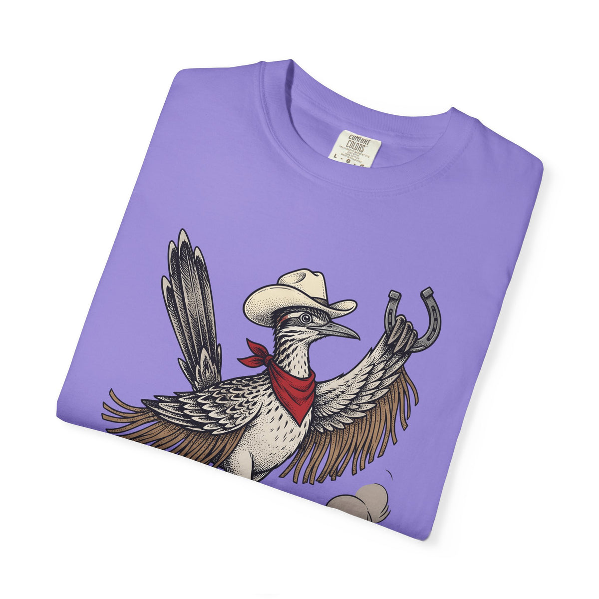 Cowboy Bird T-Shirt Cowgirl Country Gift Women Hand Drawn T-Shirt Rodeo T-Shirt Cowgirl Fan Illustrated T-Shirt Rural Graphic Cartoon Horseshoe