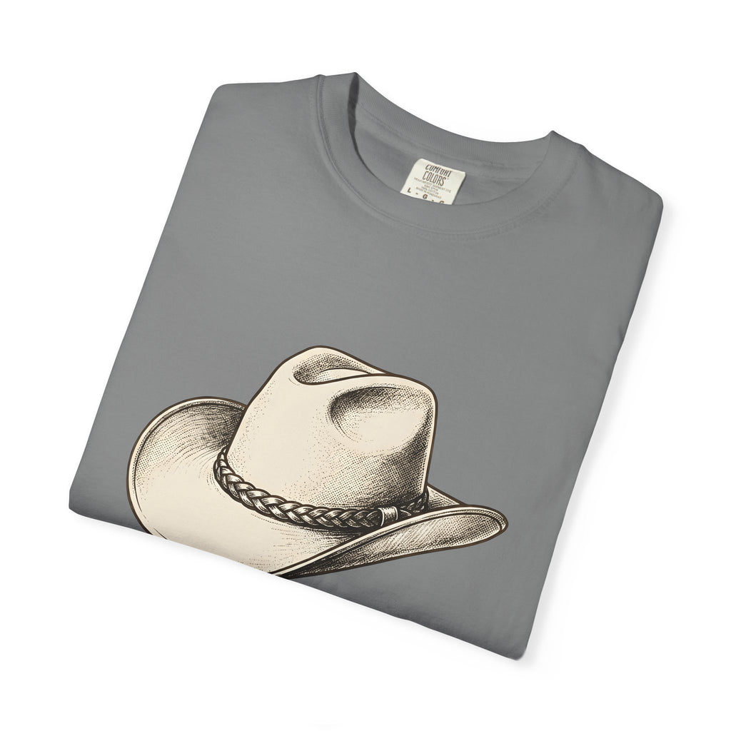 Stetson Hat Cowgirl Rodeo Gift Hand Drawn Cowboy Hat Cowgirl Fan Illustrated Rodeo Cartoon T-Shirt