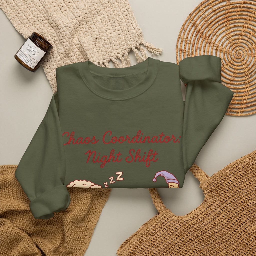 Sleep Items Print Sweatshirt Moms Sleepytime Gift Women Line Art Sweatshirt Bedtime Sweatshirt Motherhood Enthusiast Illustration Design Slumber Graphic