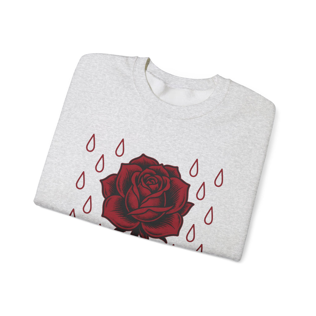 Rose Flower Cowgirl Floral Gift Tattoo Flower Rodeo Fan Ink Floral Vintage Raindrops Sweatshirt