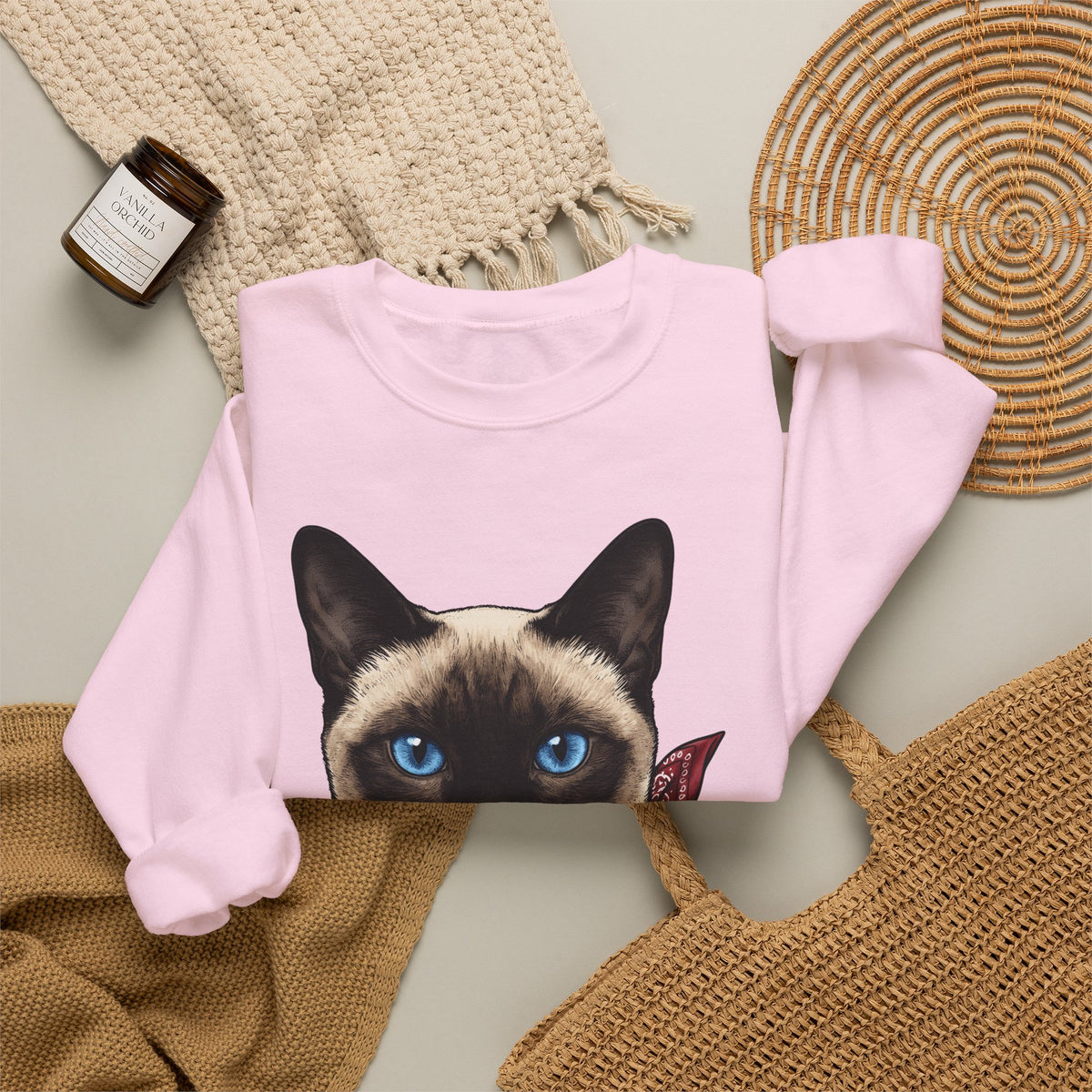 Siamese Cat Sweatshirt Cat Pet Gift Women Realistic Sweatshirt Siamese Sweatshirt Cat Fan Feline Sweatshirt Pet Graphic Vintage Bandana Sweatshirt