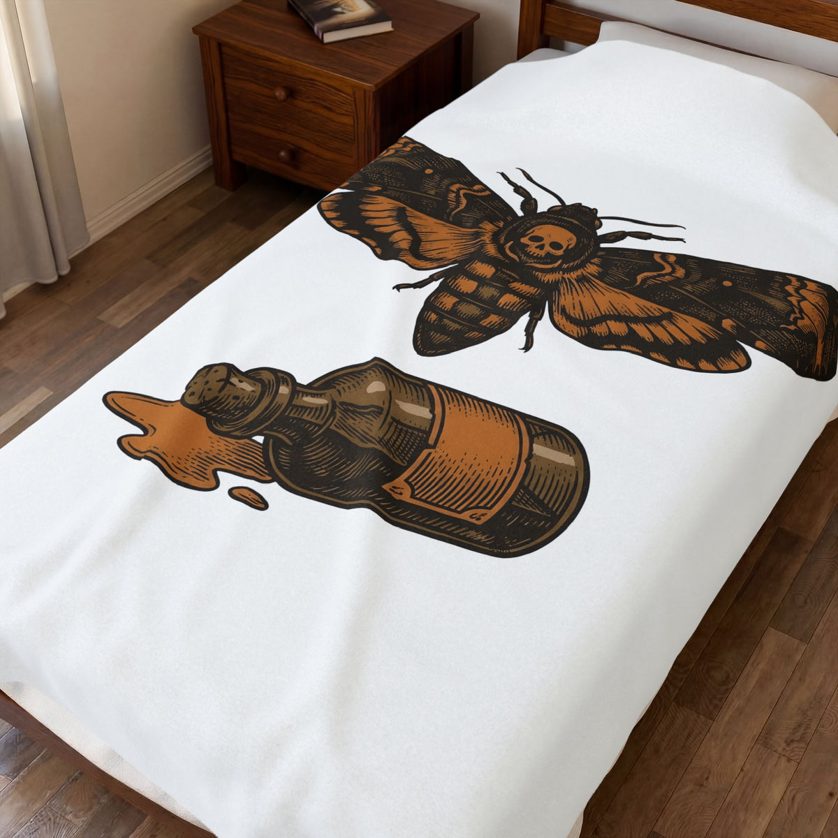 Skeleton Moth Blanket Halloween Mysticism Gift Women Retro Blanket Moth Blanket Horror Fan Gothic Blanket Occult Graphic Dark Magic Jar Blanket