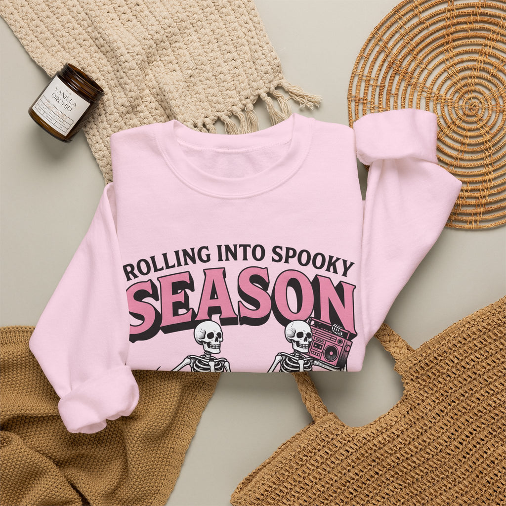 Skull Roller Skate Sweatshirt Halloween Celebration Gift Women Vintage Sweatshirt Roller Skating Sweatshirt Spooky Fan Retro Sweatshirt