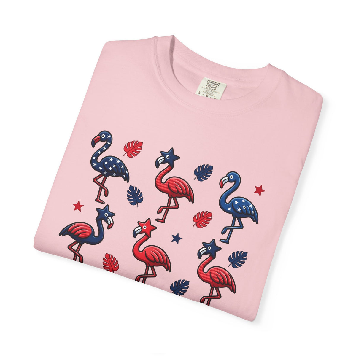 Flag Flamingo T-Shirt 4th Of July Holiday Gift Women Cartoonish T-Shirt Flamingo T-Shirt Independence Day Fan Retro T-Shirt Celebration Graphic Old