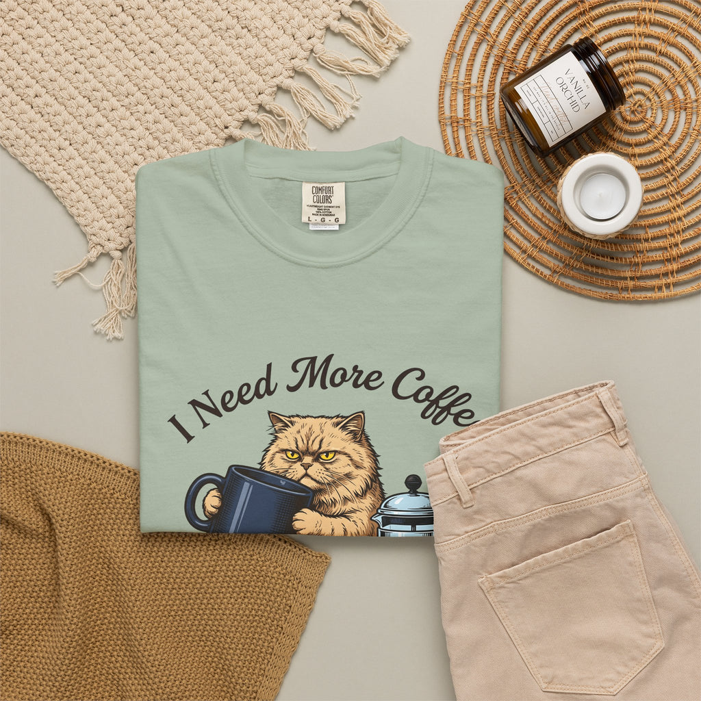 Cranky Cat T-Shirt Cat Latte Gift Women Old School T-Shirt Grumpy Cat T-Shirt Cat Fan Feline T-Shirt Coffee Graphic Doodle T-Shirt T-Shirt